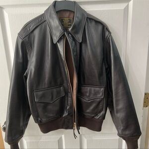 Cockpit Air Force US Men's Dark Brown Leather Bomber Jacket